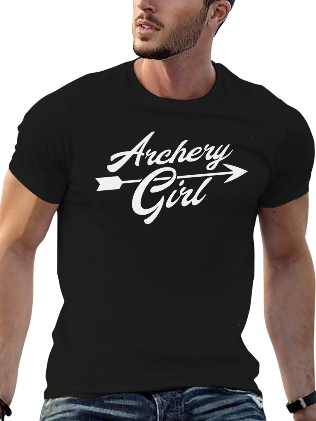 Archery Girl T-Shirt - Black Casual Graphic Tee