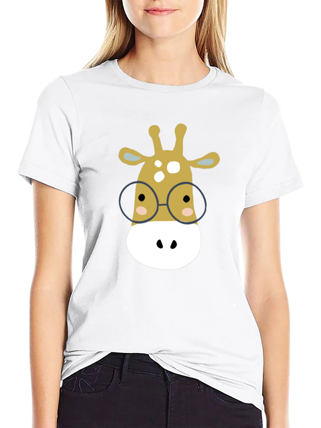Giraffe with Glasses Graphic Tee