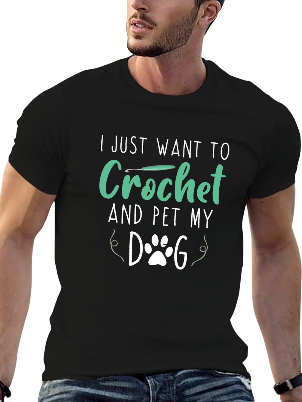 Crochet & Pet My Dog Black T-Shirt