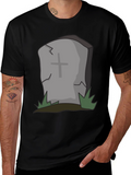 Cartoon Tombstone Graphic Tee - Spooky Style
