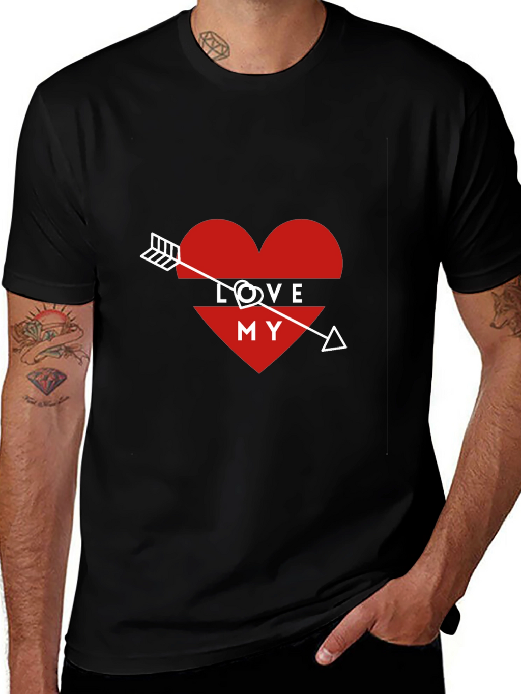 Love My Arrow Heart Graphic Tee - Black
