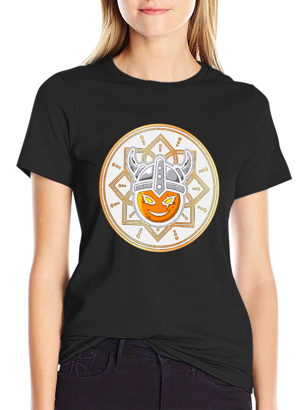 Viking Emoji Graphic T-Shirt - Black Cotton Tee