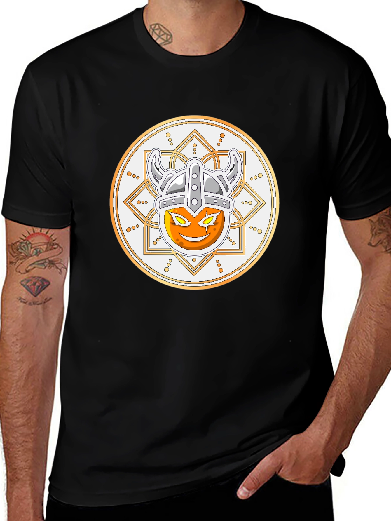 Viking Emoji Graphic T-Shirt - Black Cotton Tee