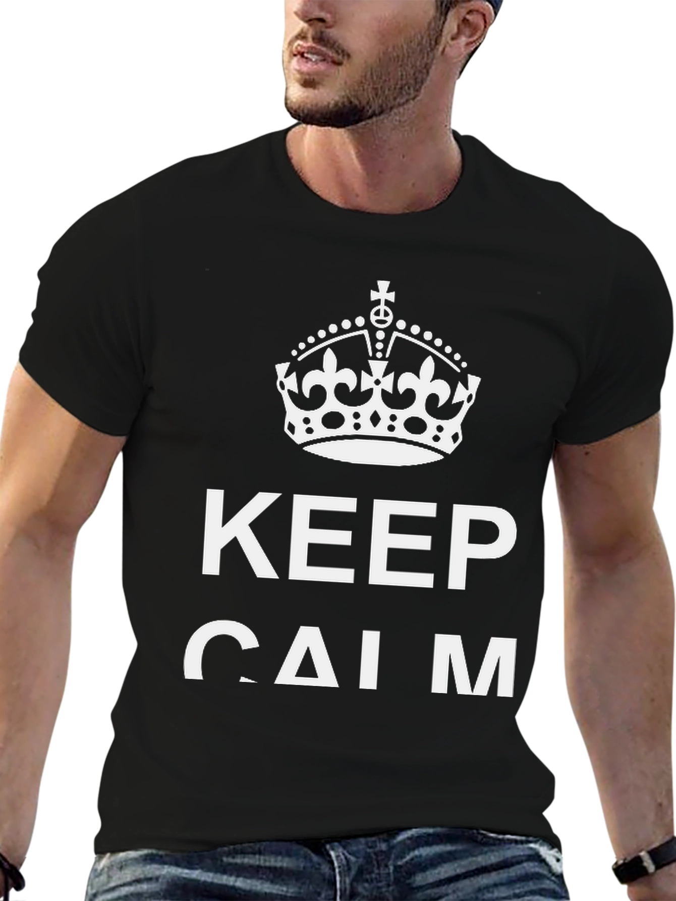 Keep Calm Graphic Tee - Trendy Relaxed Fit T-Shirt
