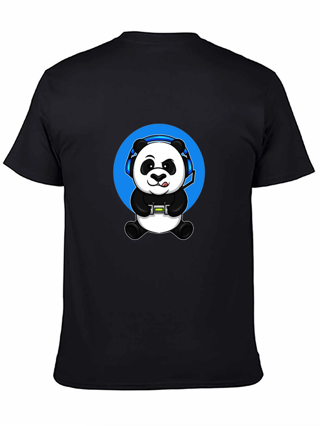 Gamer Panda Graphic Tee - Black Cotton Blend