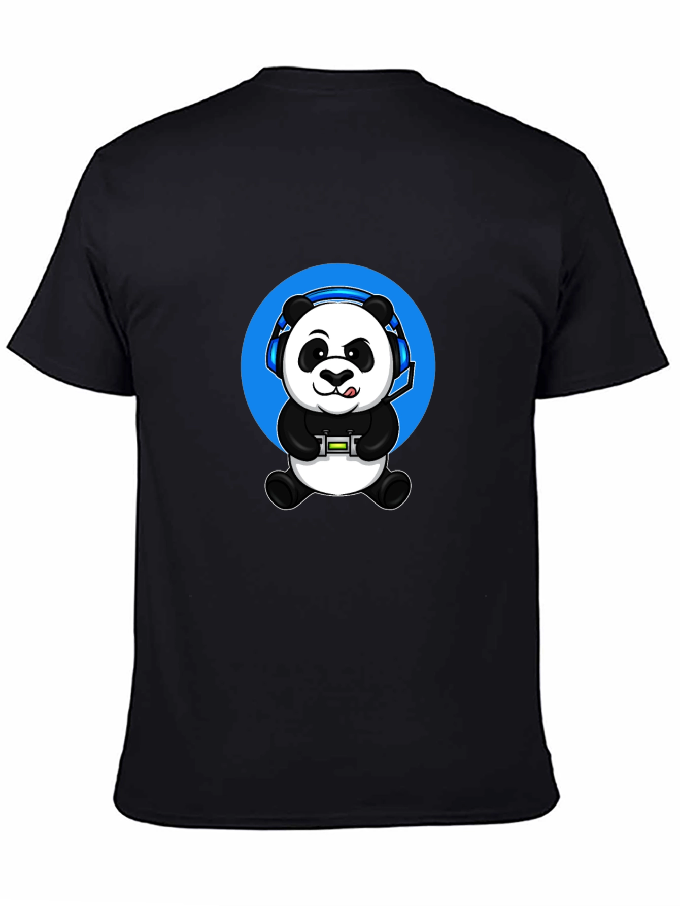 Gamer Panda Graphic Tee - Black Cotton Blend