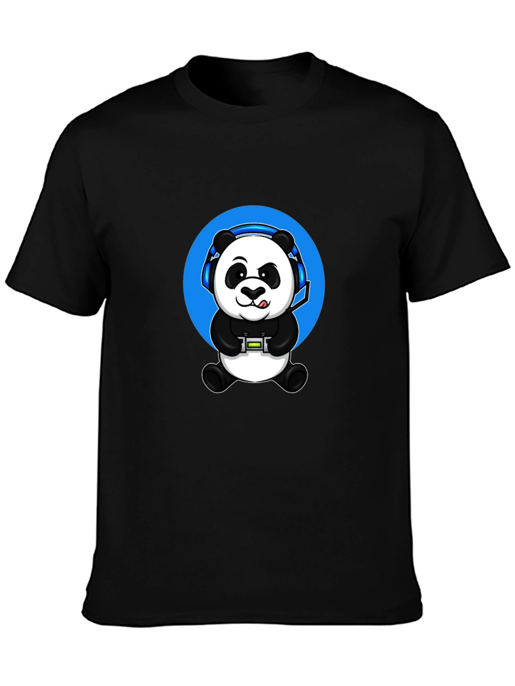 Gamer Panda Graphic Tee - Black Cotton Blend