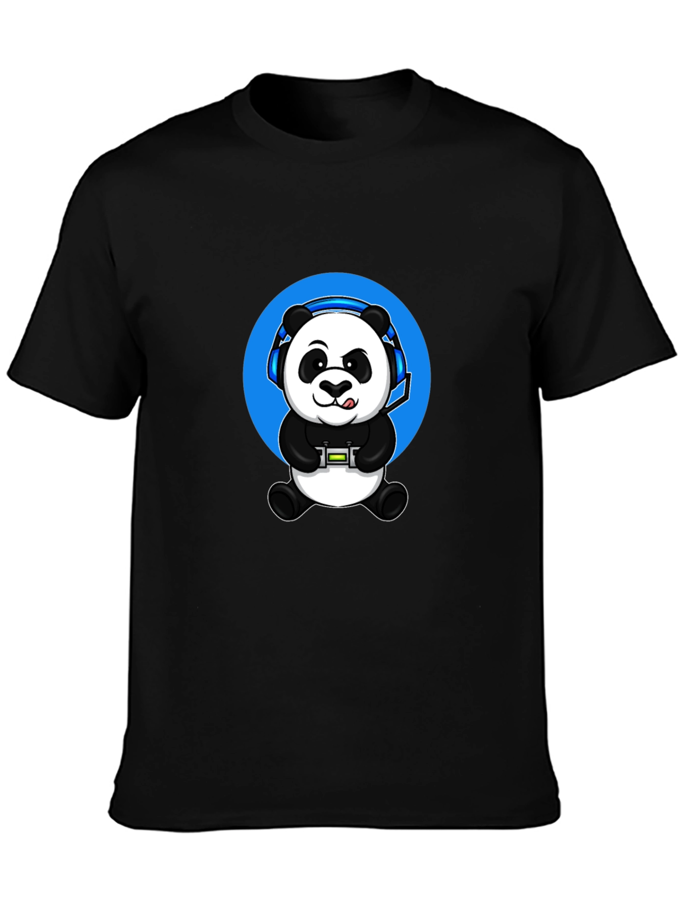Gamer Panda Graphic Tee - Black Cotton Blend