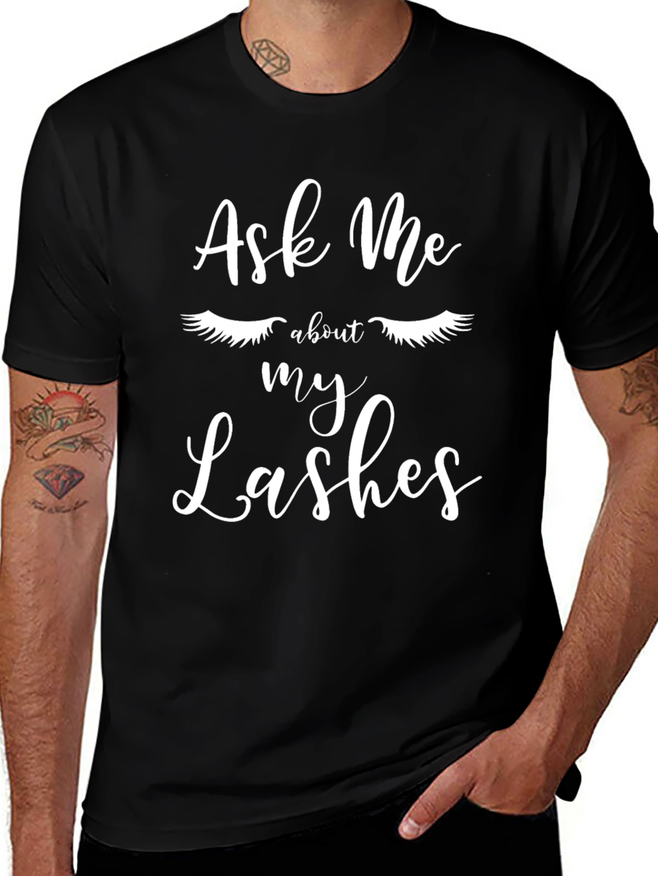 Ask Me About My Lashes T-Shirt - Stylish Graphic Tee