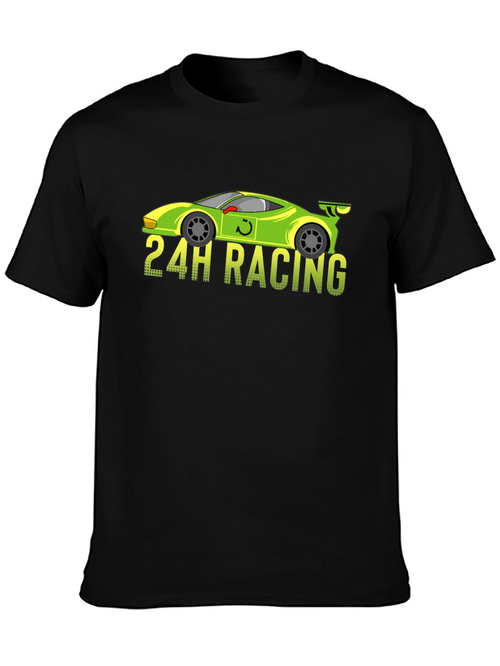 24H Racing Car Graphic Black T-Shirt