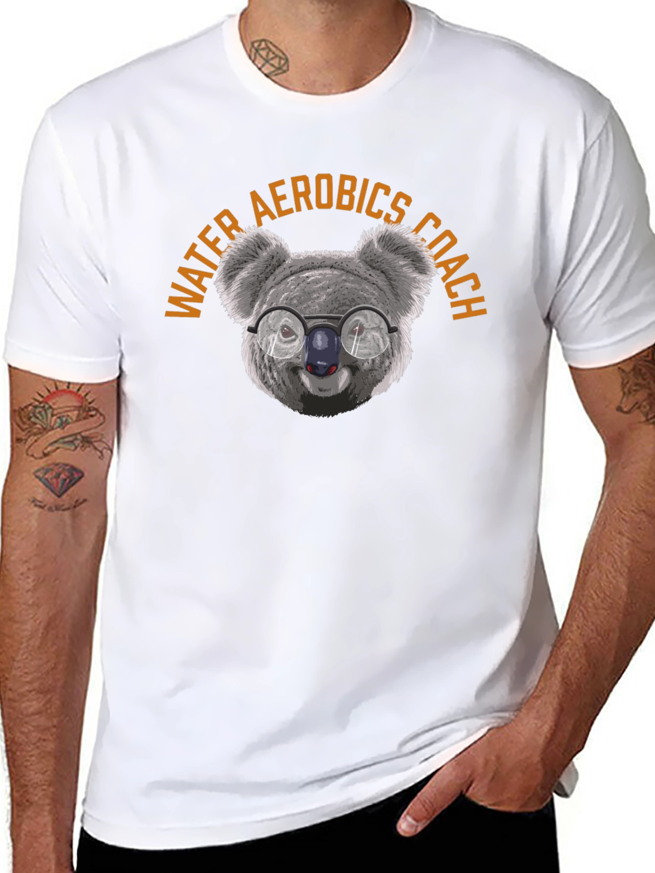 Water Aerobics Coach T-Shirt: Koala with Glasses