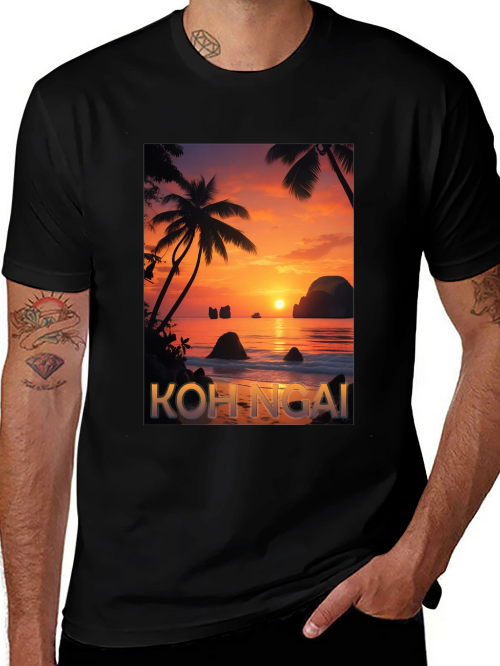 Koh Ngai Sunset T-Shirt - Tropical Island Design