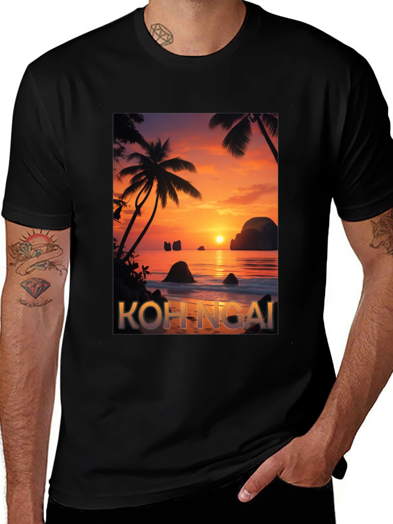 Koh Ngai Sunset T-Shirt - Tropical Island Design