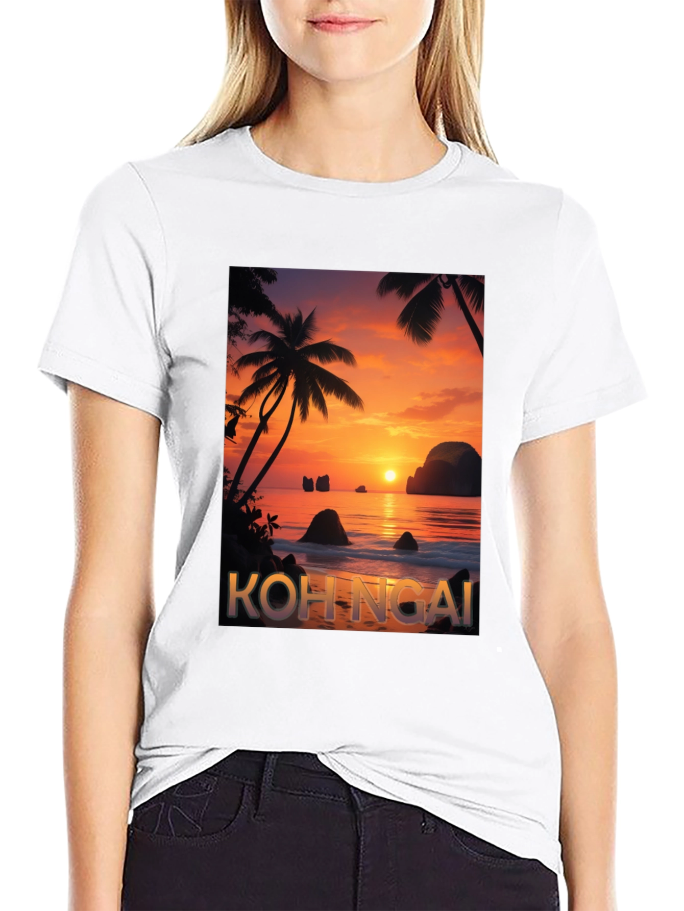 Koh Ngai Sunset T-Shirt - Tropical Island Design