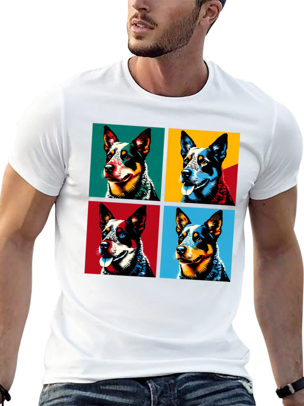Dog Portrait Pop Art Graphic T-Shirt - Mens
