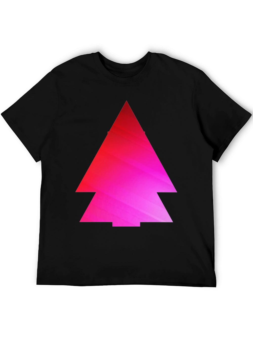 Geometric Pink Gradient Tree Black T-Shirt