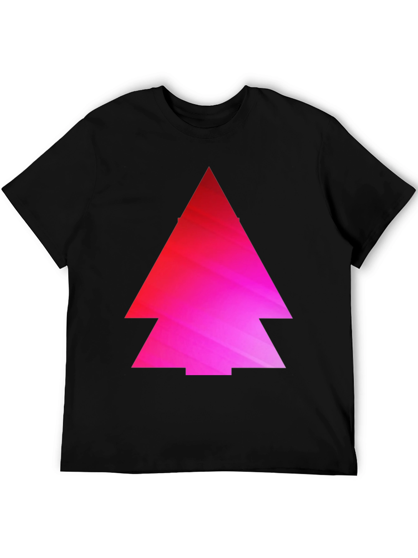 Geometric Pink Gradient Tree Black T-Shirt