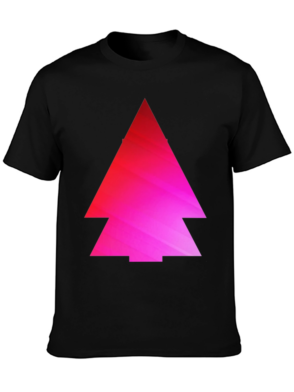 Geometric Pink Gradient Tree Black T-Shirt