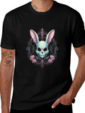 Skull Bunny Graphic Tee - Gothic Style