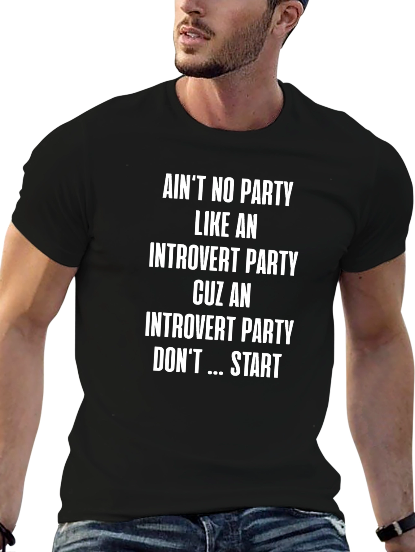 Introvert Party Graphic T-Shirt - Black