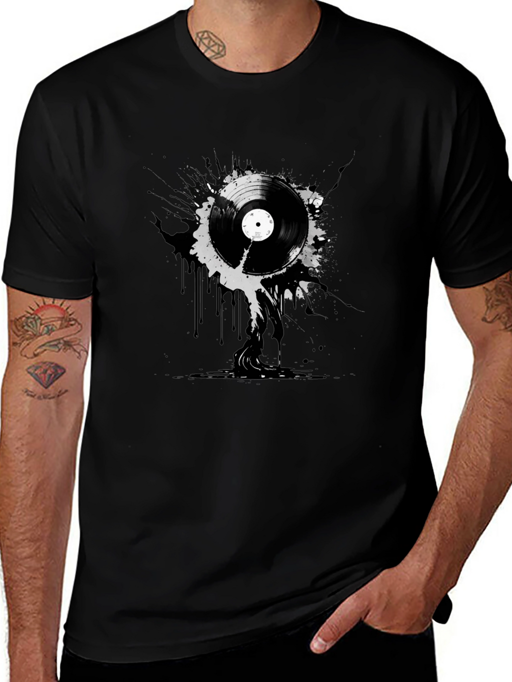 Vinyl Record Splatter Graphic T-Shirt