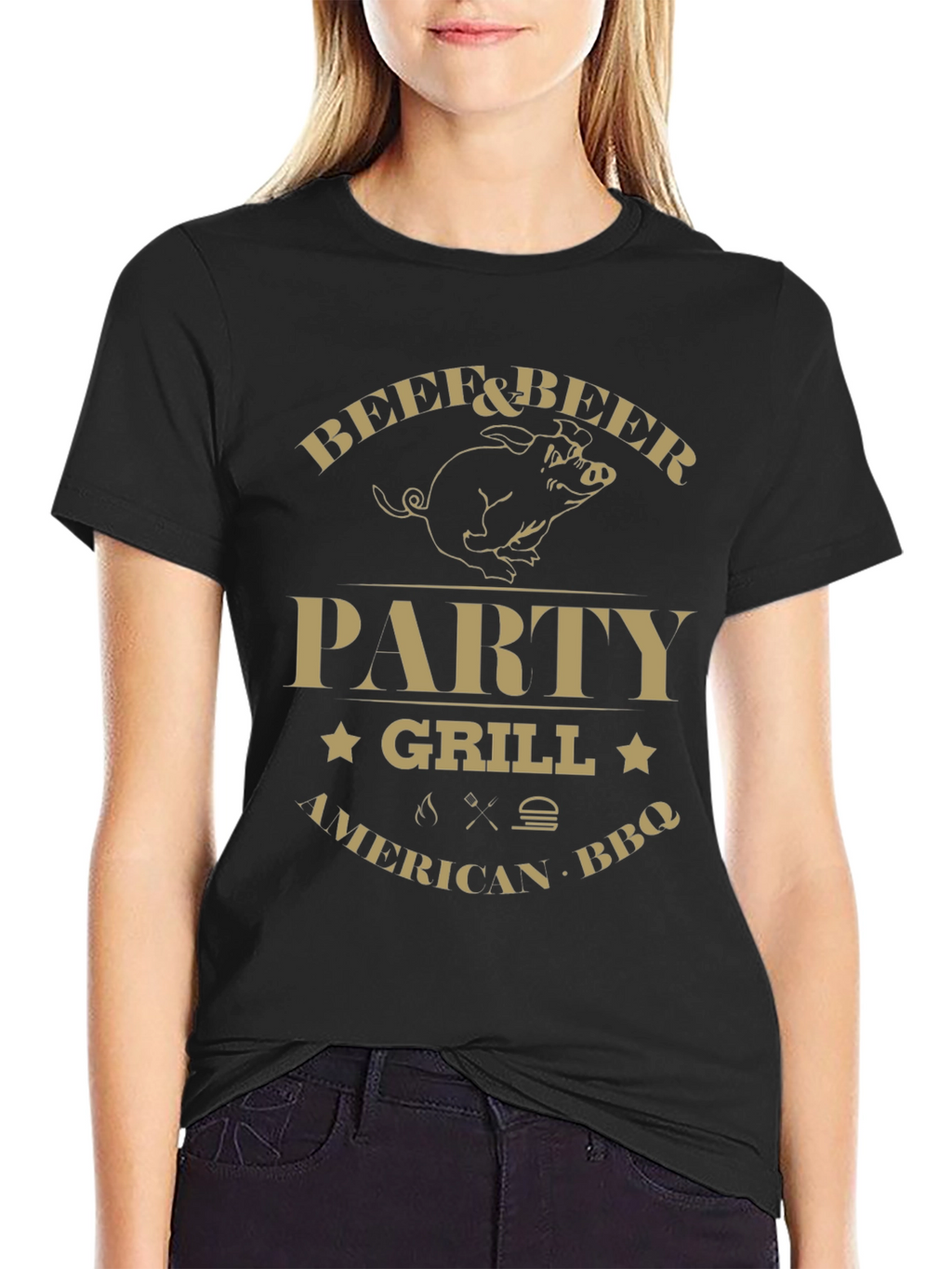 Beef & Beer Party Grill BBQ Graphic T-Shirt