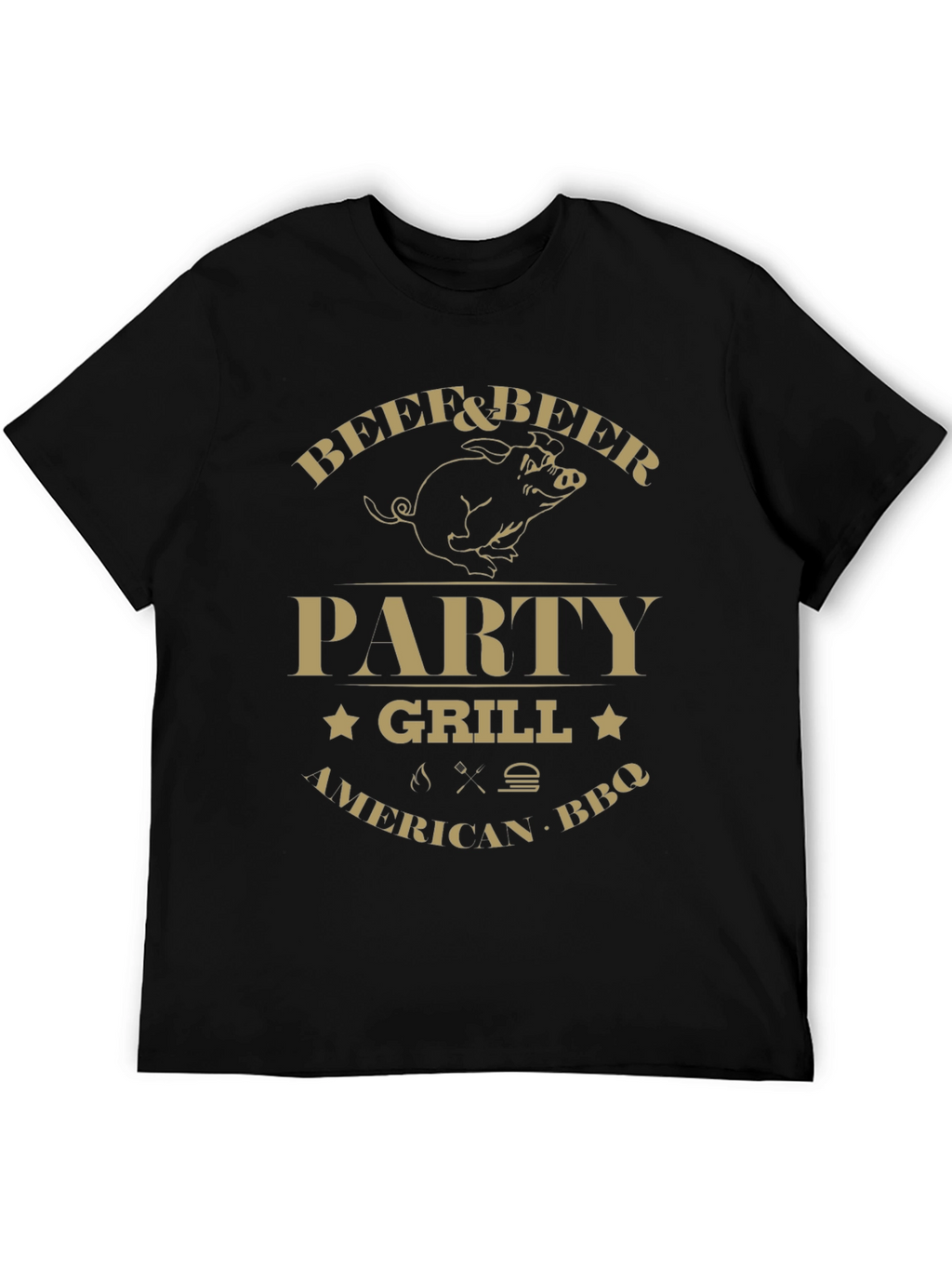 Beef & Beer Party Grill BBQ Graphic T-Shirt