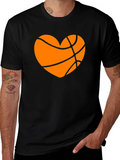 Basketball Heart Graphic Tee - Black T-Shirt