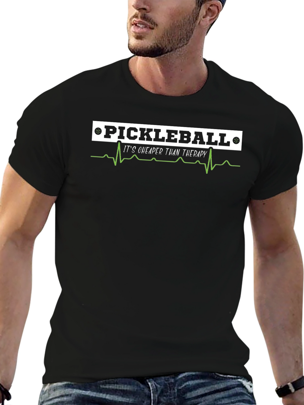 Pickleball Therapy Black T-Shirt