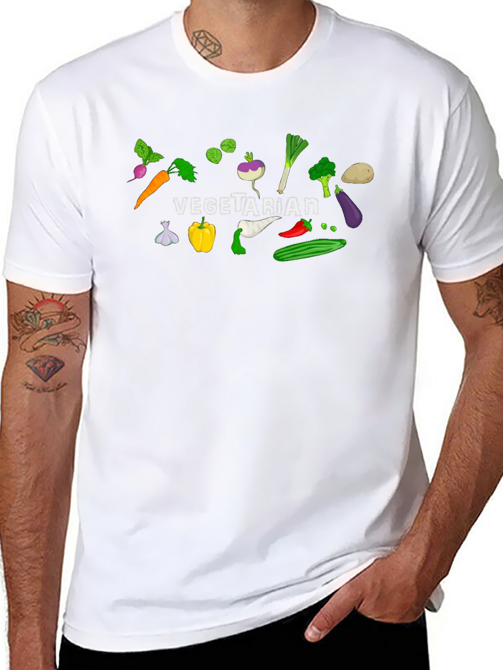 Vegetarian Graphic Tee - Black Cotton T-Shirt