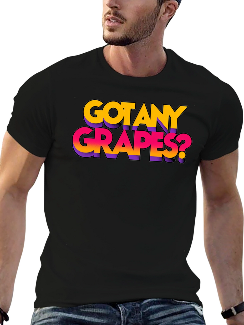Got Any Grapes? Black Graphic T-Shirt