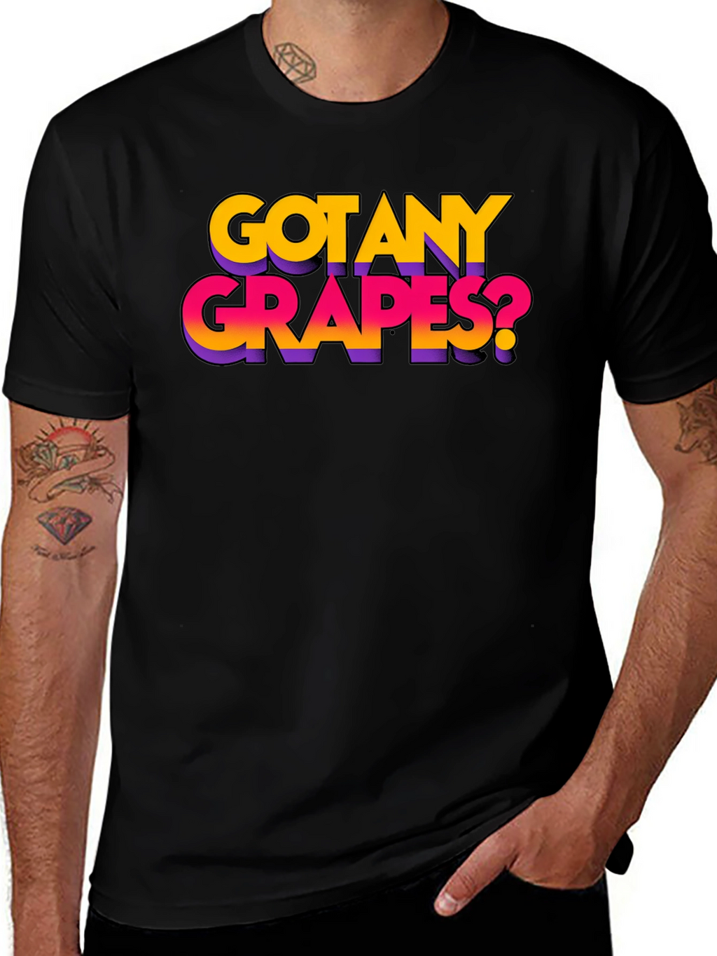 Got Any Grapes? Black Graphic T-Shirt