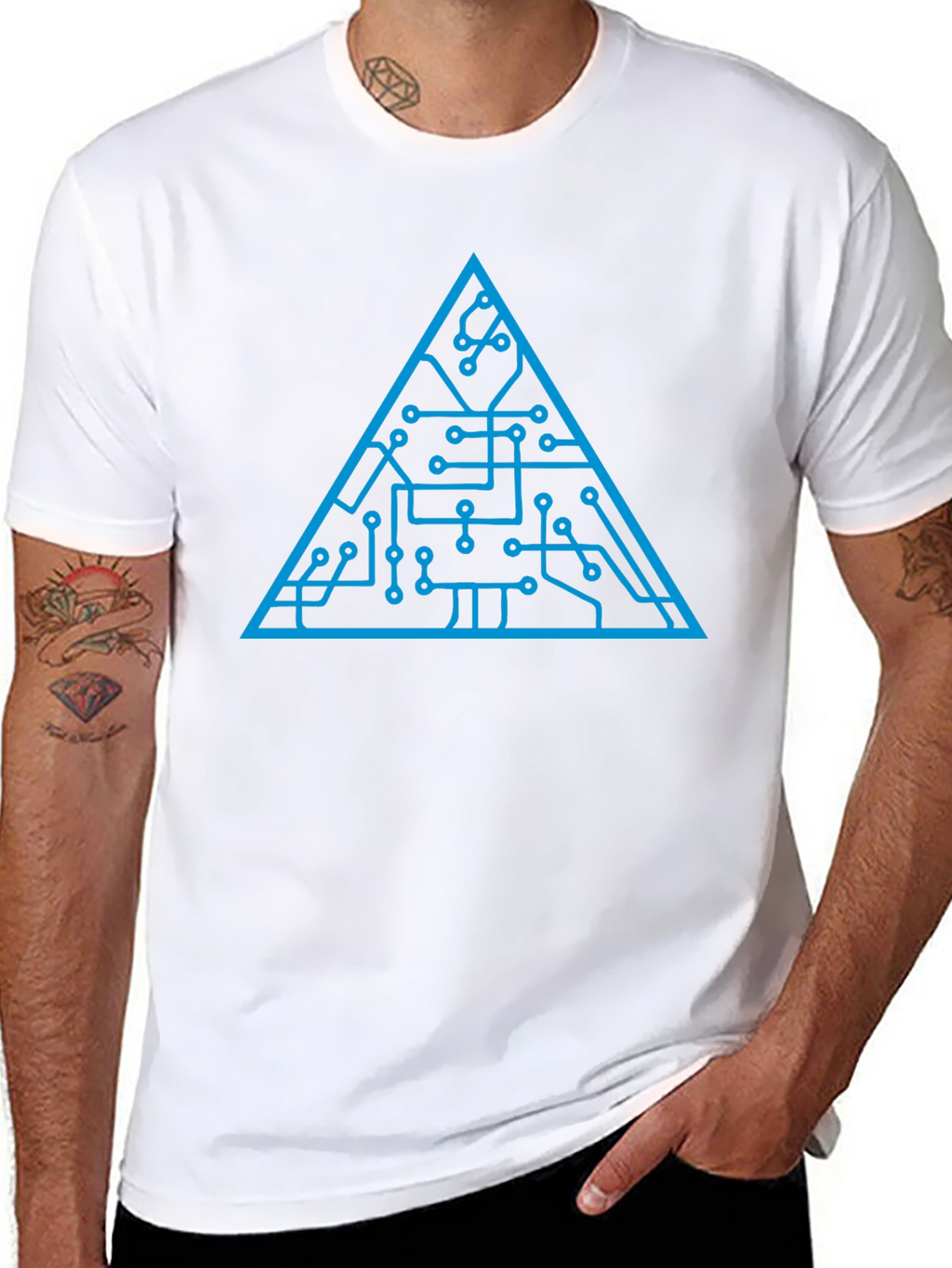 Tech Circuit Triangle Graphic Tee - Black