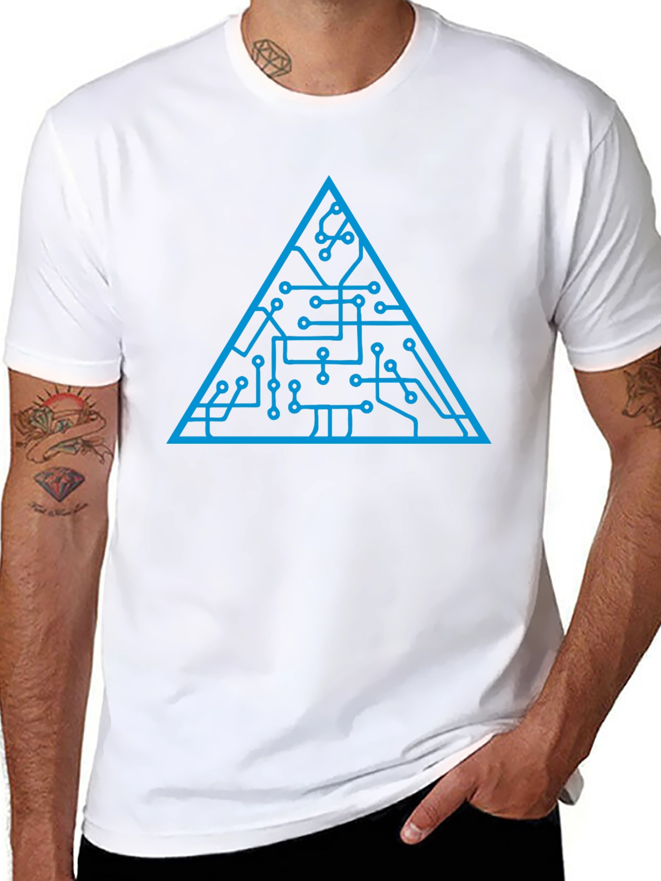 Tech Circuit Triangle Graphic Tee - Black