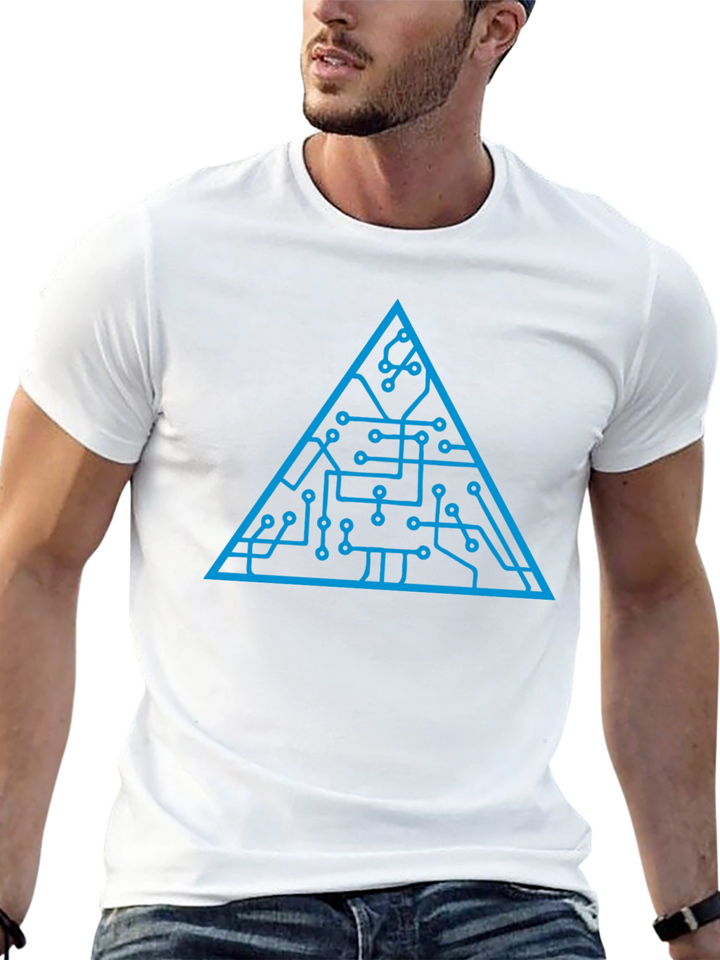Tech Circuit Triangle Graphic Tee - Black