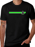 Modern Graphic T-Shirt - Green Stripe Volleyball Design
