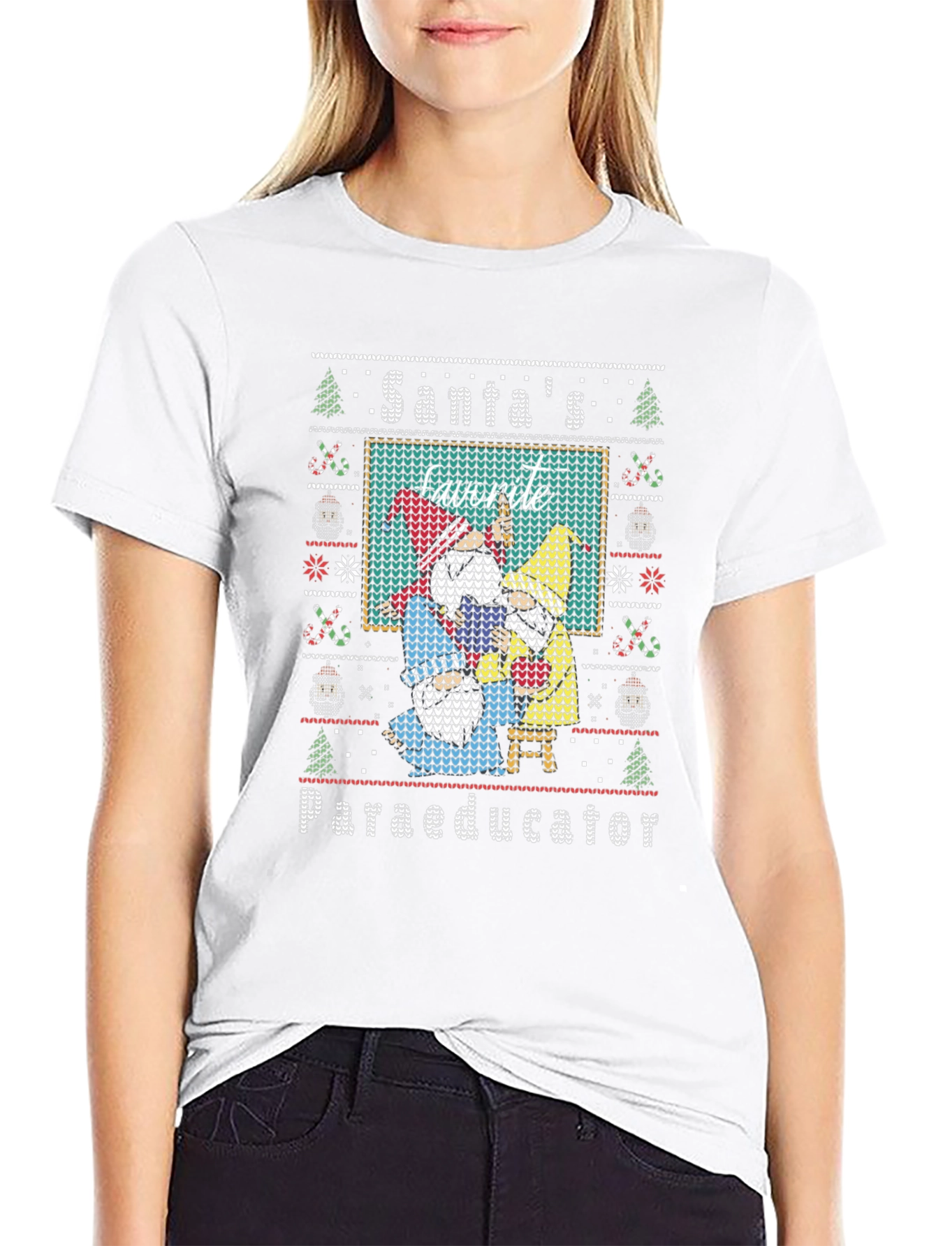 Santas Favorite Paraeducator Ugly Christmas Sweater T-Shirt