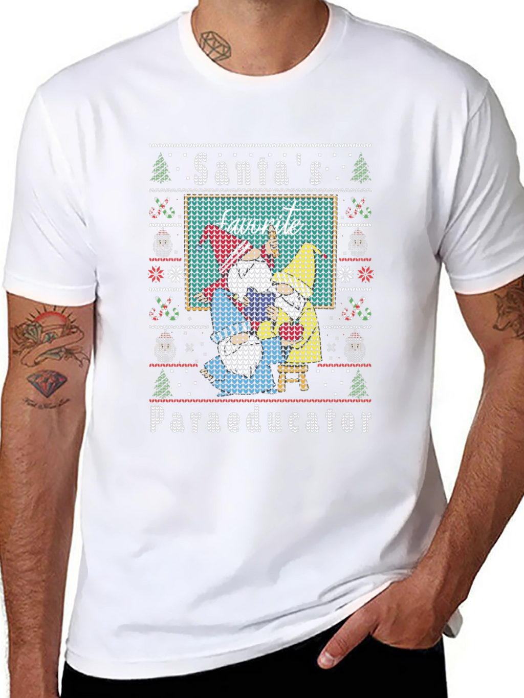 Santas Favorite Paraeducator Ugly Christmas Sweater T-Shirt