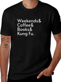 Weekends Coffee Books Kung Fu Black Graphic Tee