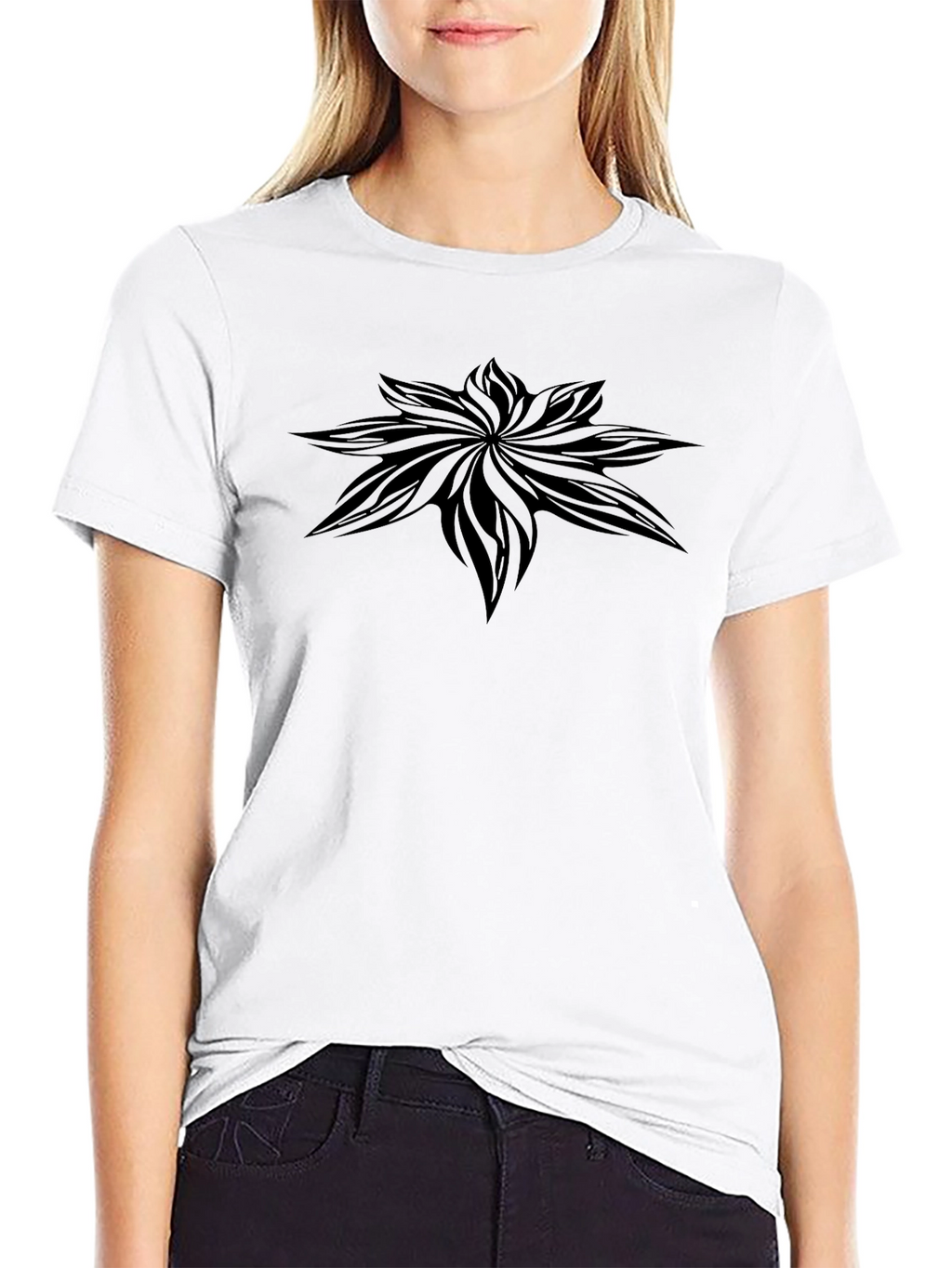 Mens Black Graphic Tee - Floral