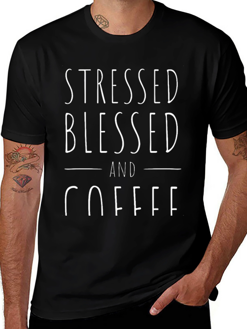 Stressed Blessed Coffee Graphic T-Shirt