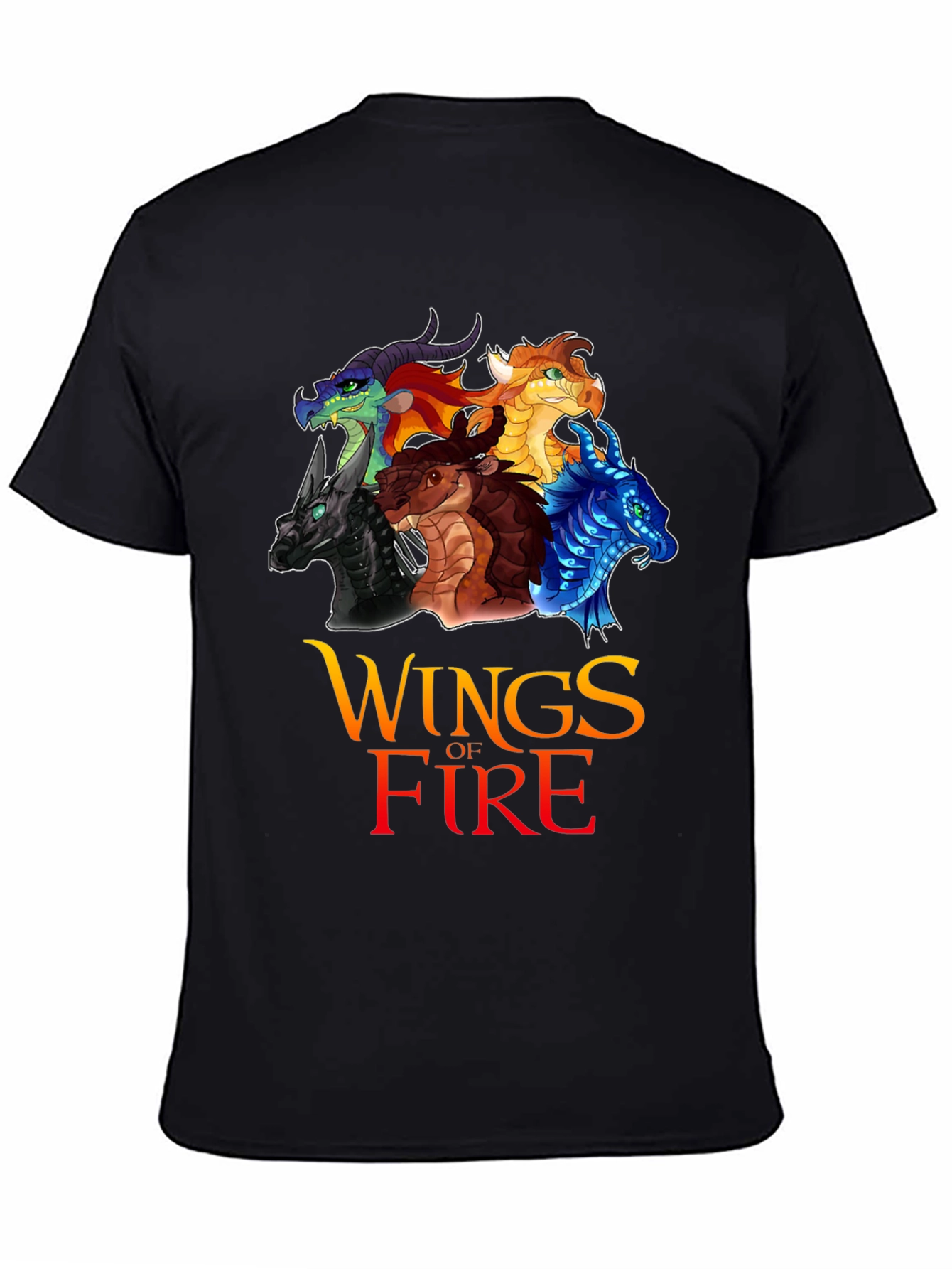 Wings of Fire Graphic T-Shirt Black Cotton Tee Dragon Fans