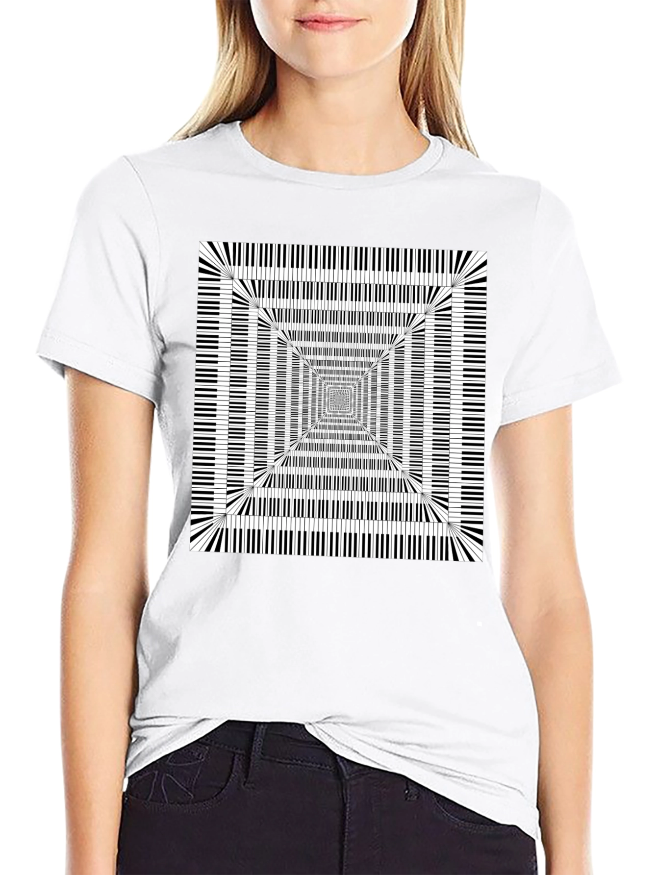 Piano Key Optical Illusion Graphic Tee
