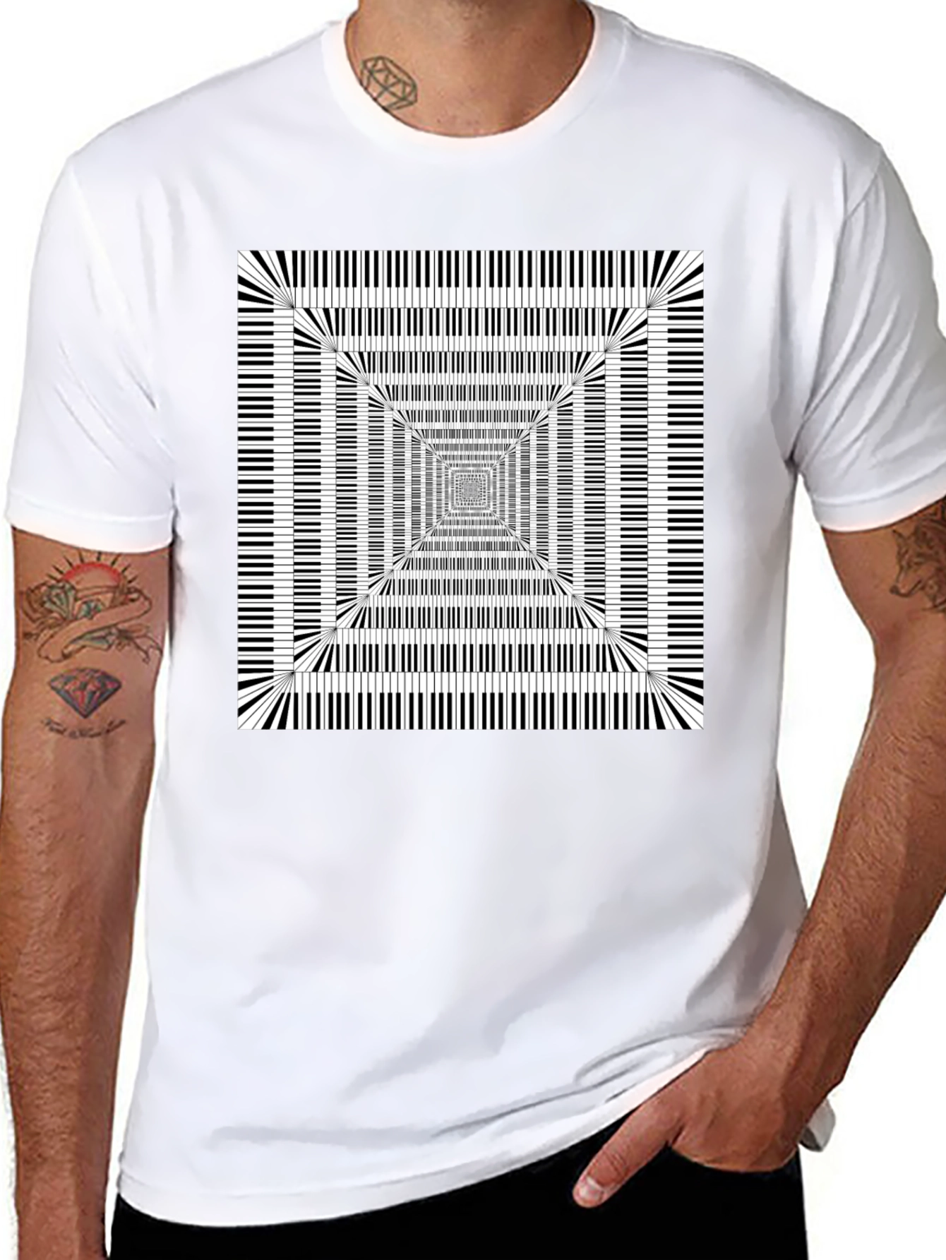 Piano Key Optical Illusion Graphic Tee