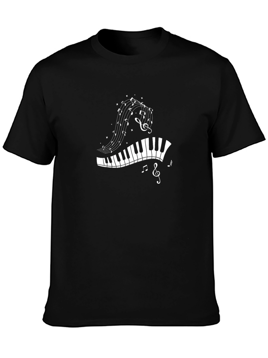 Musical Notes Piano Keys T-Shirt - Black
