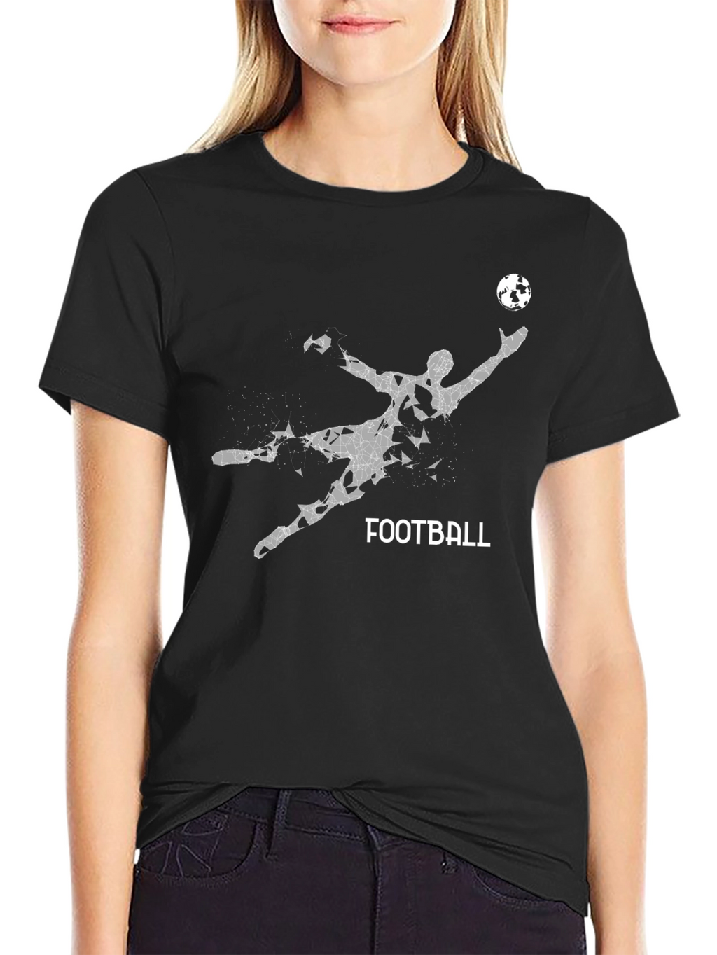 Mens Black Football Graphic Tee Shirt