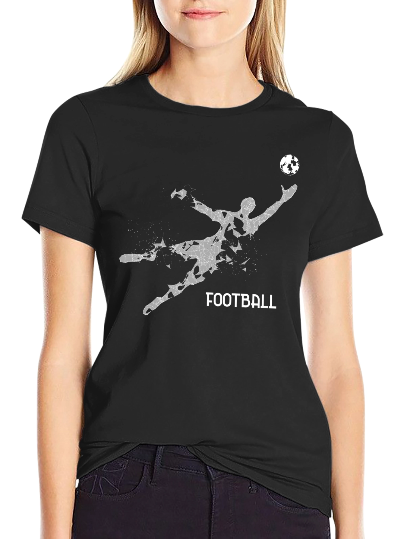 Mens Black Football Graphic Tee Shirt