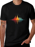 Rainbow Wave Graphic Black T-Shirt