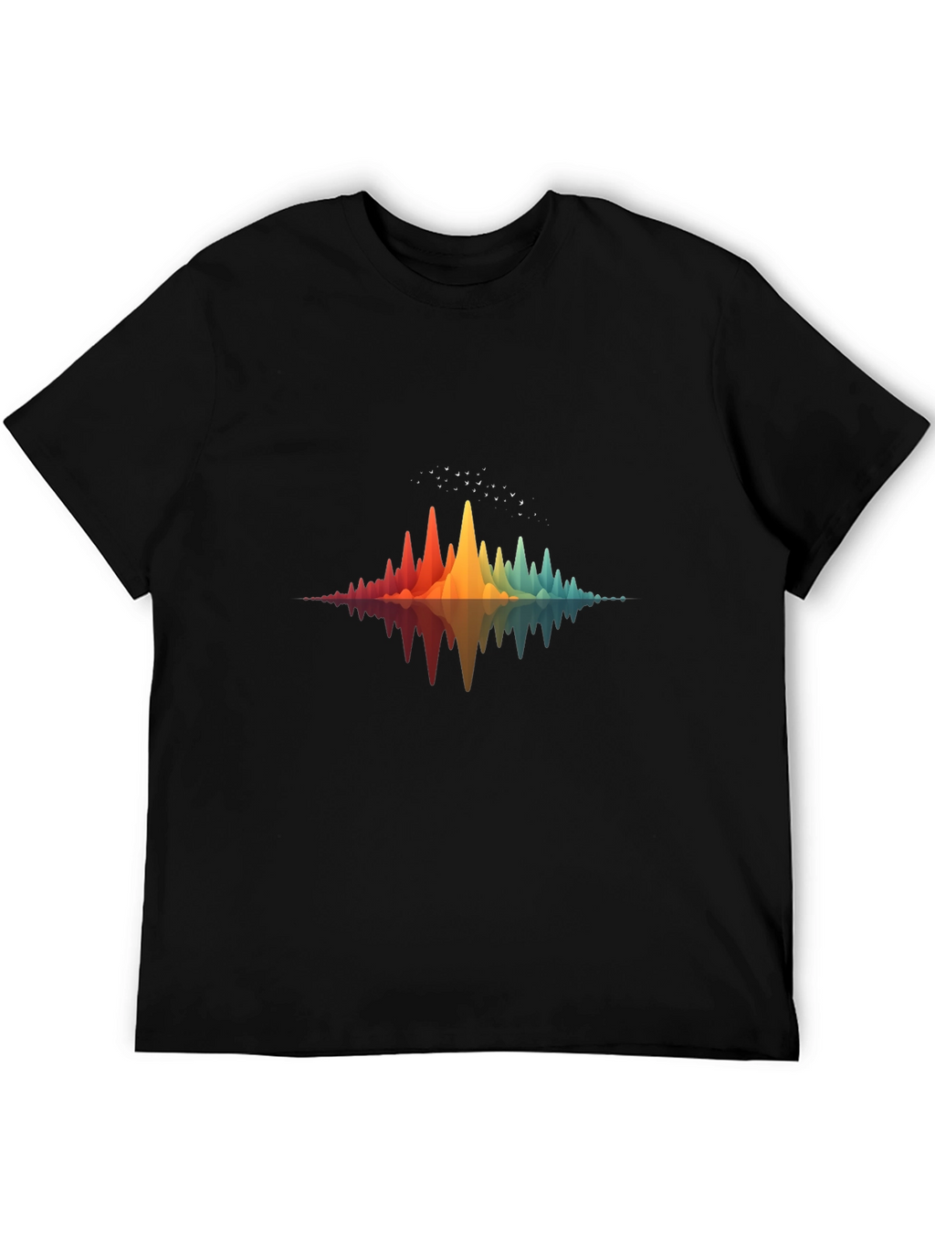 Rainbow Wave Graphic Black T-Shirt