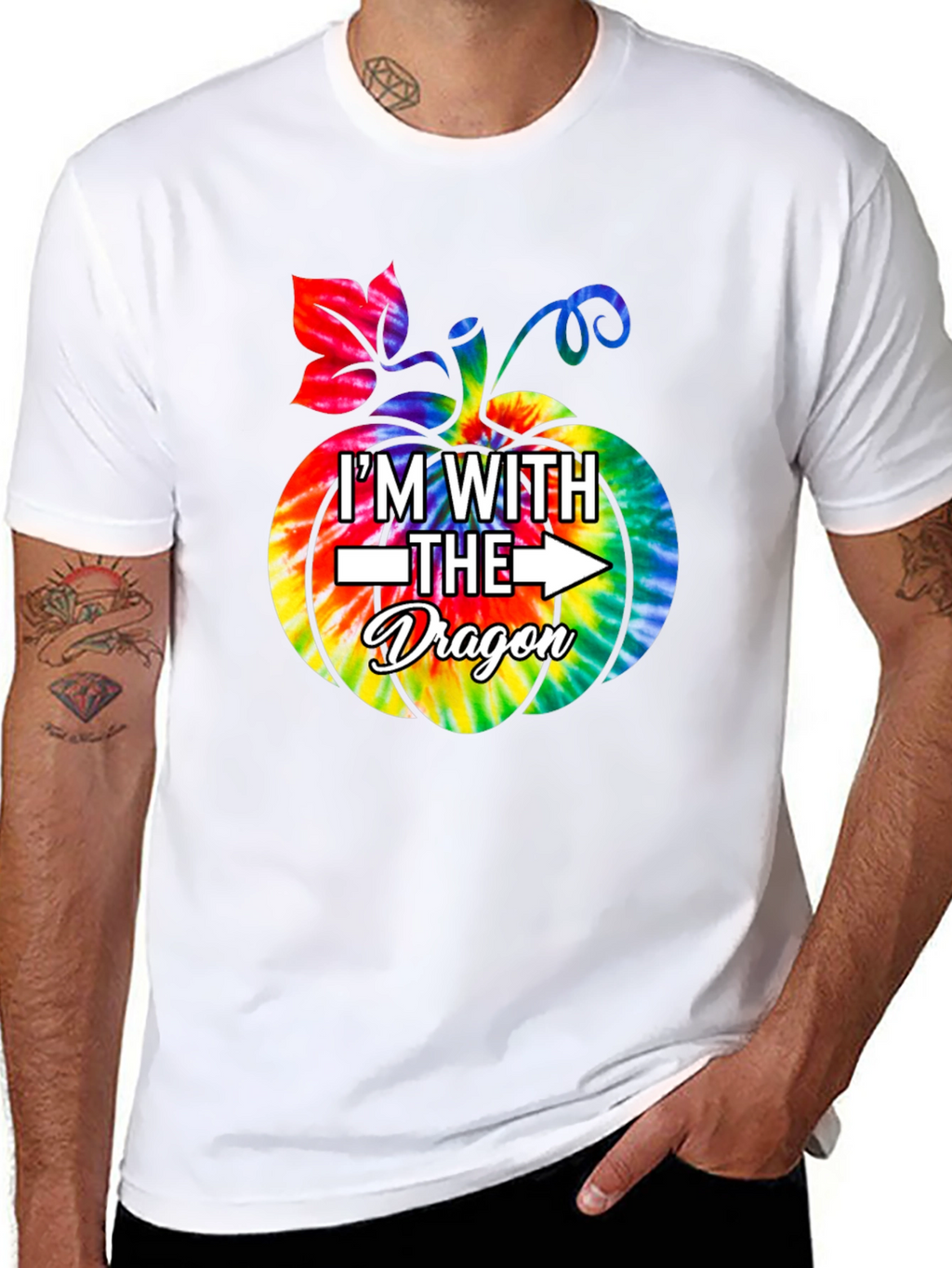 Im With the Dragon Tie-Dye Pumpkin T-Shirt